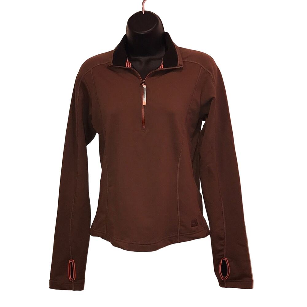 Moving Comfort DriLayer Plus Pullover Small Brown Athletic Zip‎ Top
